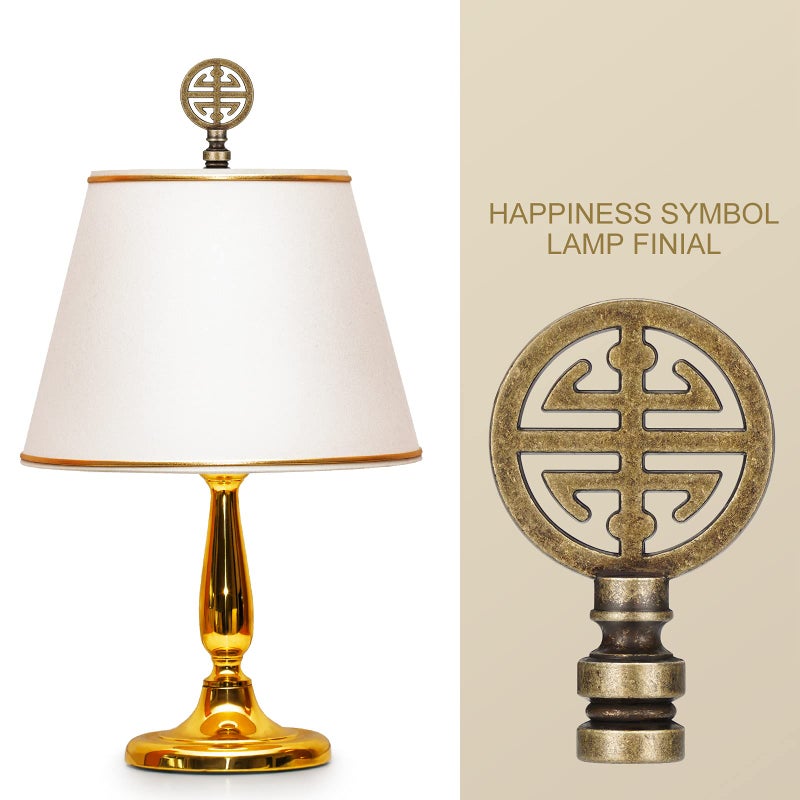 Canomo 2 Packs Oriental Asian Lamp Finial Cap Knob Lamp Decoration for Lamp Shade, Antique Brass, 2.16 Inches - Image 3